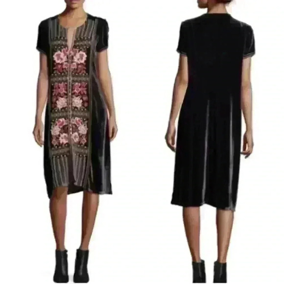 Johnny Was Matilda Button Down Dress | Royal Purple Mid-Length Duster Gown - Picture 3 of 12